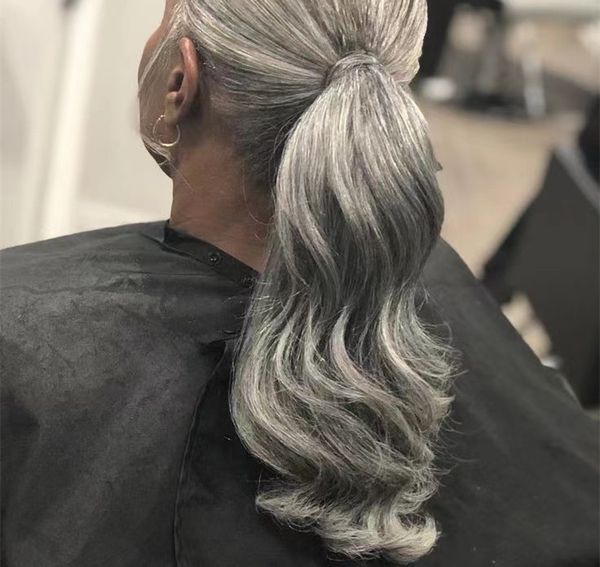 beautiful gray ponytail hairstyle wraps around drawstring clip in wet and wavy silver grey salt n pepper horetail hair piece worthy looks in, Black 
beautiful gray ponytail hairstyle wraps around drawstring clip in wet and wavy silver grey salt n pepper horetail hair piece worthy looks in, Black