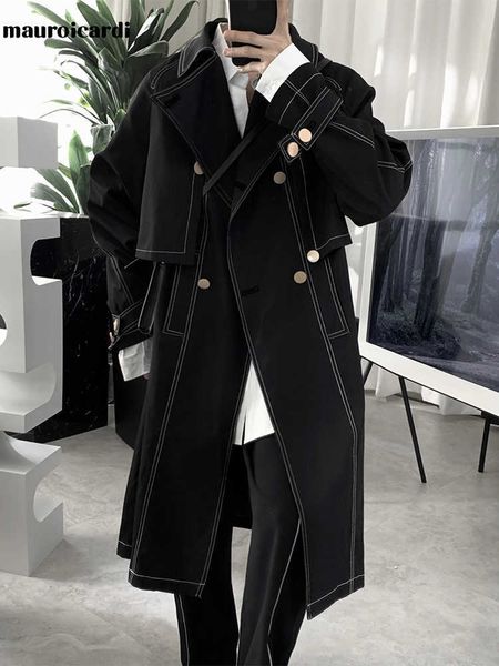 men's trench coats mauroicardi spring autumn long loose cool black trench men double breasted luxury designer british style overcoats f, Tan;black
men's trench coats mauroicardi spring autumn long loose cool black trench men double breasted luxury designer british style overcoats f, Tan;black
