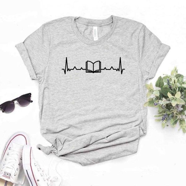 book heartbeat print women casual funny t shirt for yong lady girl tee 6 colors, White
book heartbeat print women casual funny t shirt for yong lady girl tee 6 colors, White