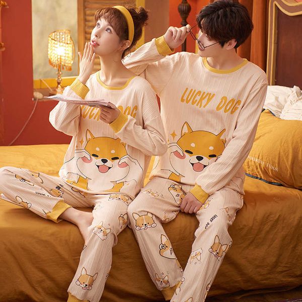men's sleepwear lucky dog cartoon print yellow cotton couple pajamas set winter warm long sleeve kawaii women men homewear japan anime, Black;brown
men's sleepwear lucky dog cartoon print yellow cotton couple pajamas set winter warm long sleeve kawaii women men homewear japan anime, Black;brown