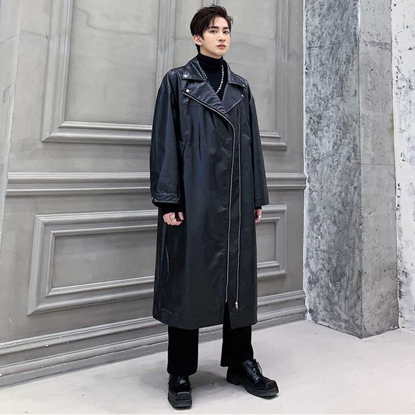men's leather faux men loose long trench motorcycle jacket windbreaker outerwear male street hip hop punk gothic cool coat overcoat t22, Black
men's leather faux men loose long trench motorcycle jacket windbreaker outerwear male street hip hop punk gothic cool coat overcoat t22, Black