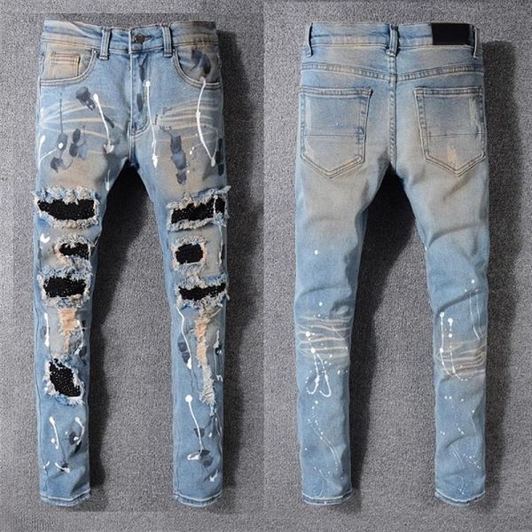 2022 fashion skinny mens luxury designer denim jean holes trousers biker pants 523 jeans size 28-40215b, Blue
2022 fashion skinny mens luxury designer denim jean holes trousers biker pants 523 jeans size 28-40215b, Blue