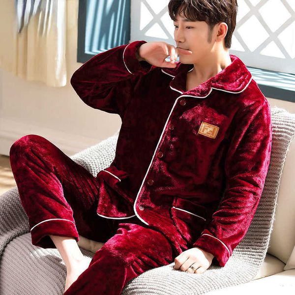 men's sleepwear pajama sets flannel pajamas men's winter thickening warm suit long-sleeved loose home clothes autumn cardigan t221, Black;brown
men's sleepwear pajama sets flannel pajamas men's winter thickening warm suit long-sleeved loose home clothes autumn cardigan t221, Black;brown