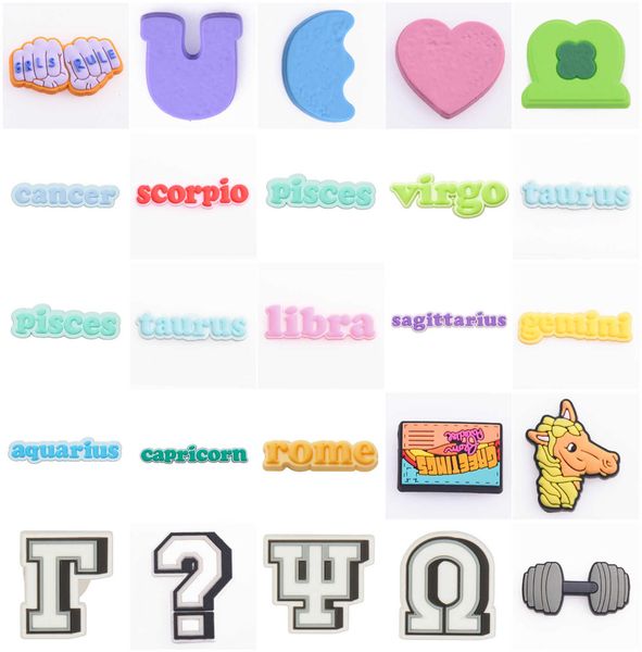 twelve zodiac letters shoes charms for croc accessories decorations jibz fit for kids adults party gifts, White;pink
twelve zodiac letters shoes charms for croc accessories decorations jibz fit for kids adults party gifts, White;pink
