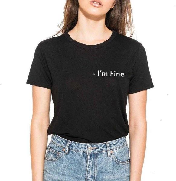im fine pocket letters print women t shirt casual funny for lady tee tumblr, White
im fine pocket letters print women t shirt casual funny for lady tee tumblr, White