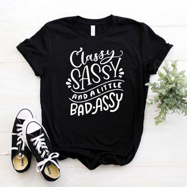 classy sassy and womens tee t-shirt a little bad-assy print women casual funny t, White
classy sassy and womens tee t-shirt a little bad-assy print women casual funny t, White