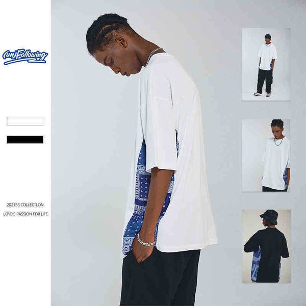 cashew sve t-shirt fashion hip hop loose stitching 5-sve summer casual bf short tee, White;black
cashew sve t-shirt fashion hip hop loose stitching 5-sve summer casual bf short tee, White;black
