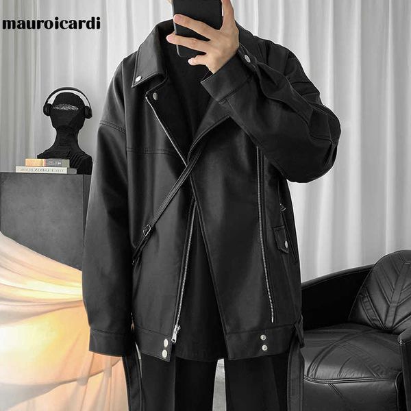 men's leather faux mauroicardi spring black oversized biker jacket casual loose korean fashion 2021 leather jackets for brand t221102
men's leather faux mauroicardi spring black oversized biker jacket casual loose korean fashion 2021 leather jackets for brand t221102