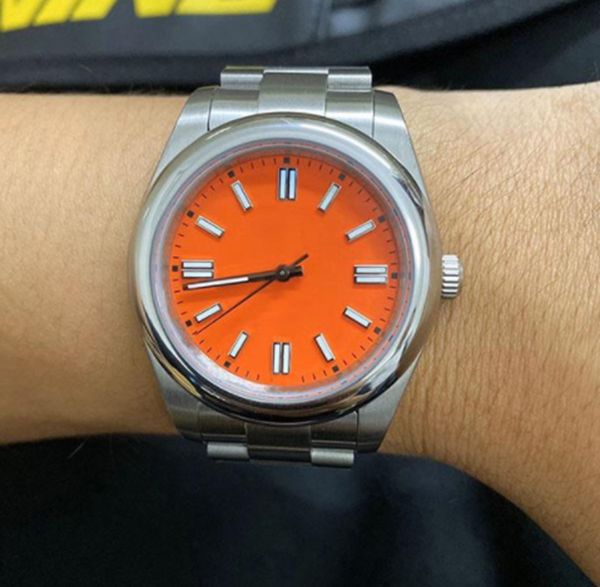 st9 men's automatic mechanical watch steel sapphire mirror 124300 orange dial luxury sport simple arrival in 15 days christmas gift 114, Slivery;brown
st9 men's automatic mechanical watch steel sapphire mirror 124300 orange dial luxury sport simple arrival in 15 days christmas gift 114, Slivery;brown