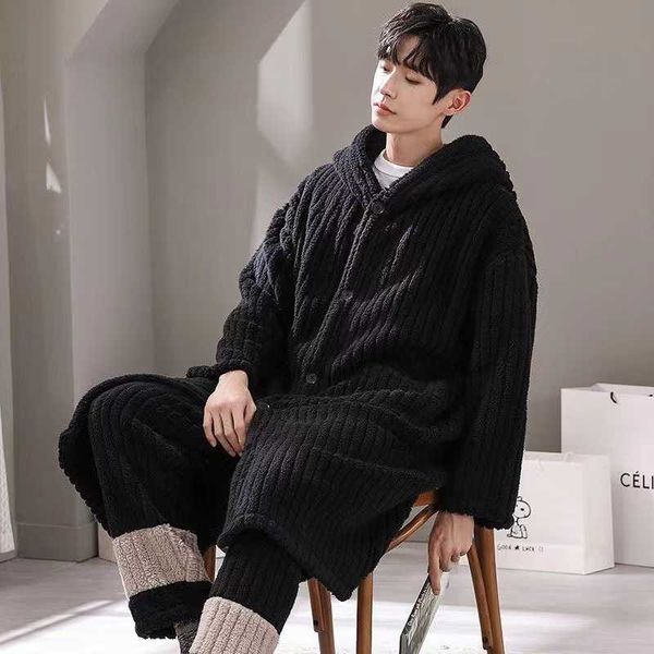 men's sleepwear coral fleece men pajama set warm soft pijama thick warm winter nightwear turn-down collar 2pcs/set home clothes t221103, Black;brown
men's sleepwear coral fleece men pajama set warm soft pijama thick warm winter nightwear turn-down collar 2pcs/set home clothes t221103, Black;brown