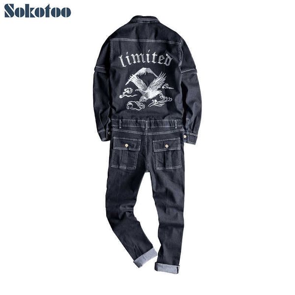 men's jeans sokotoo men's embroidery long detachable sleeve black denim jumpsuits casual embroidered pockets cargo jeans overalls, Blue
men's jeans sokotoo men's embroidery long detachable sleeve black denim jumpsuits casual embroidered pockets cargo jeans overalls, Blue