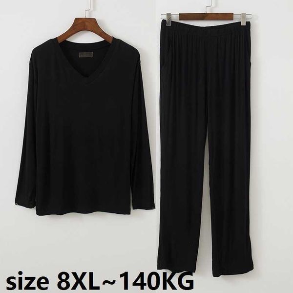 men's sleepwear autumn summer plus size 8xl men pajamas sets v neck modal long sleeve pants home wear breathable casual soft sleepwear, Black;brown
men's sleepwear autumn summer plus size 8xl men pajamas sets v neck modal long sleeve pants home wear breathable casual soft sleepwear, Black;brown