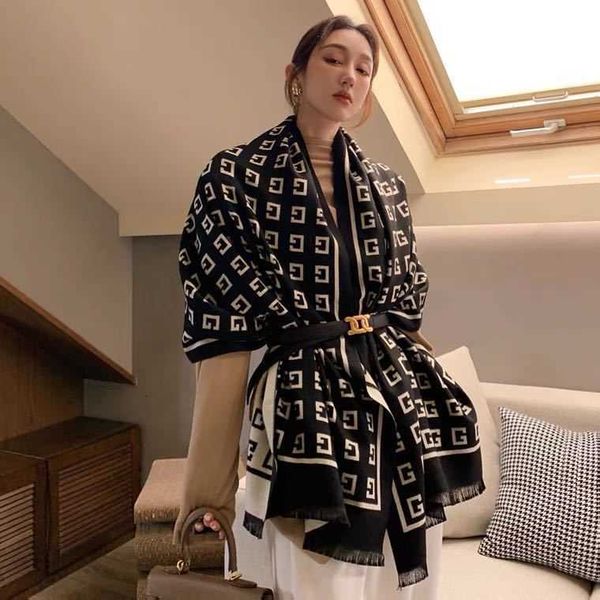 autumn winter scarf women's fashion versatile imitation cashmere g letter warm long thickened multifunctional shawl 4652, Blue;gray
autumn winter scarf women's fashion versatile imitation cashmere g letter warm long thickened multifunctional shawl 4652, Blue;gray