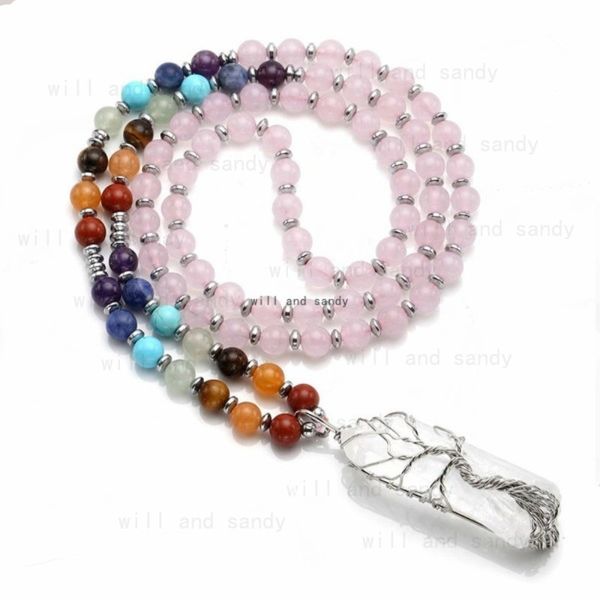 yoga 7 chakra natural stone beaded necklace clear quartz hexagonal prism tree of life crystal pendant necklaces women fashion jewelry, Silver
yoga 7 chakra natural stone beaded necklace clear quartz hexagonal prism tree of life crystal pendant necklaces women fashion jewelry, Silver