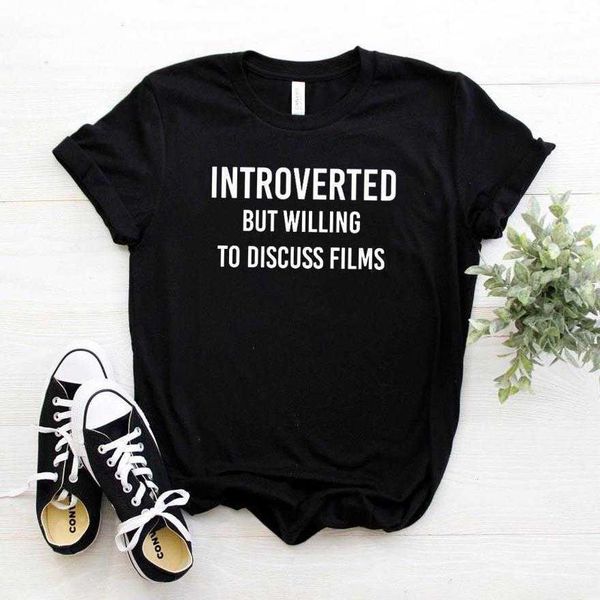 introverted but willing to discuss t shirts films women casual funny shirt for, White
introverted but willing to discuss t shirts films women casual funny shirt for, White