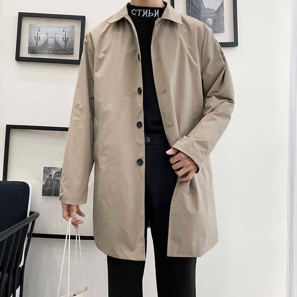men's trench coats -5xl plus size men's trench coat loose fit long lapel single breasted windbreaker jacket button overcoat men c, Tan;black