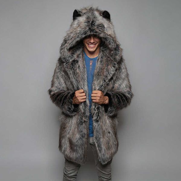 men's fur faux mens coat new imitation autumn winter clothes long windbreaker men fashion sleeve hooded cardigan t221102, Black
men's fur faux mens coat new imitation autumn winter clothes long windbreaker men fashion sleeve hooded cardigan t221102, Black