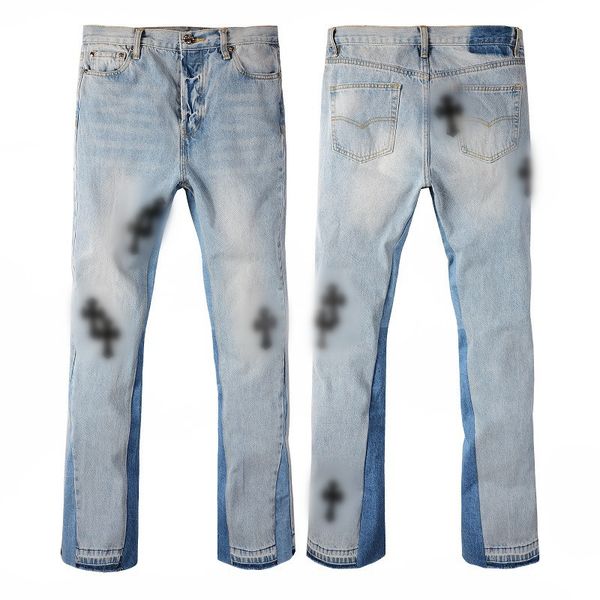 men's jeans high street wide leg jeans slightly raglan cross sticker button elastic, Blue
men's jeans high street wide leg jeans slightly raglan cross sticker button elastic, Blue