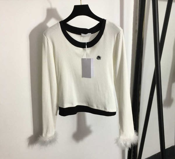 designer womens t-shirts splice fake two pieces embroidered logo long sleeve feathers adorn the cuffs pullover t-shirt simple style women c, White
designer womens t-shirts splice fake two pieces embroidered logo long sleeve feathers adorn the cuffs pullover t-shirt simple style women c, White