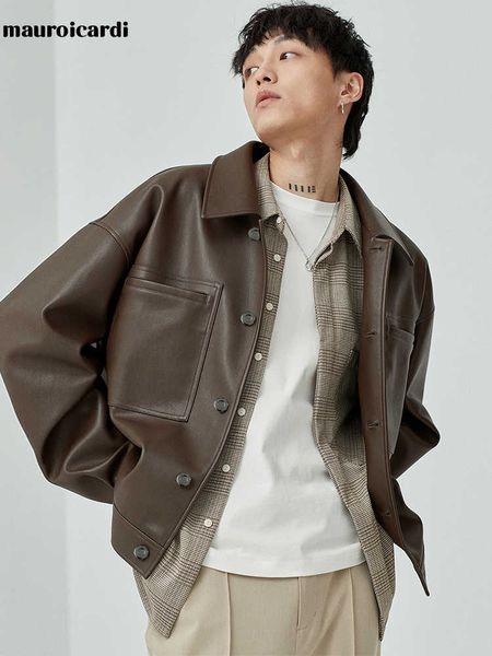 men's leather faux leather mauroicardi spring autumn short oversized brown black soft faux leather jackets for men pockets long sleeve
men's leather faux leather mauroicardi spring autumn short oversized brown black soft faux leather jackets for men pockets long sleeve