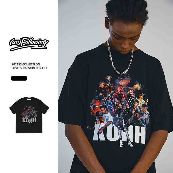 spring new rock spray character print cotton hip hop crew neck short sve loose versatile t-shirt, White;black
spring new rock spray character print cotton hip hop crew neck short sve loose versatile t-shirt, White;black