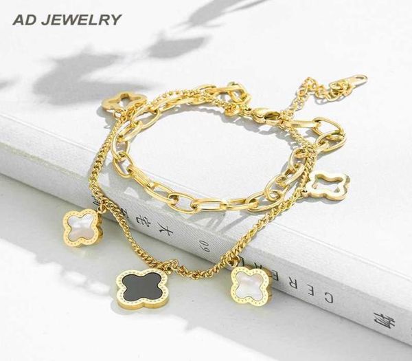 pretty double layered openwork stainless steel clover charm bracelet lucky four leaf women jewelry7769283, Golden;silver
pretty double layered openwork stainless steel clover charm bracelet lucky four leaf women jewelry7769283, Golden;silver