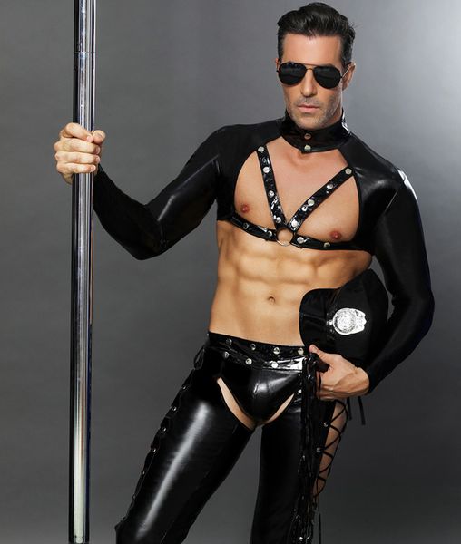 men's tracksuits police men faux leather cosplay costume america policemen long sleeves bandage open front pu shirt short pants hat se, Gray
men's tracksuits police men faux leather cosplay costume america policemen long sleeves bandage open front pu shirt short pants hat se, Gray