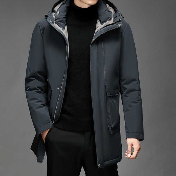 winter high-end men's medium long hooded down jacket sportswear thickened clothes thick coat casual men wear, Black
winter high-end men's medium long hooded down jacket sportswear thickened clothes thick coat casual men wear, Black