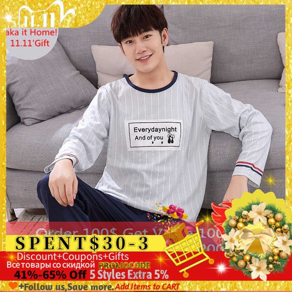 men's sleepwear autumn wintetr long-sleeved men's cotton pajamas letter striped cartoon pajama sets casual men pyjamas plus size l, Black;brown
men's sleepwear autumn wintetr long-sleeved men's cotton pajamas letter striped cartoon pajama sets casual men pyjamas plus size l, Black;brown