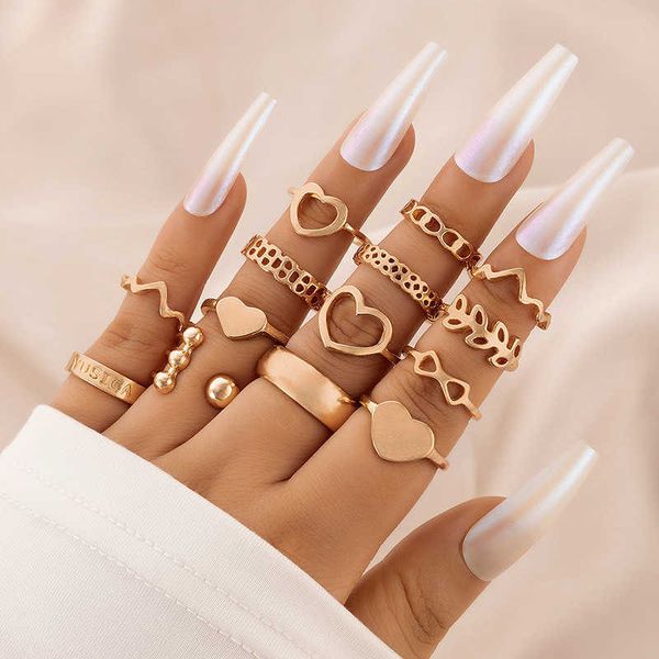 new band rings love letter hollow out geometrically irregular gold ring 14 piece set, Silver
new band rings love letter hollow out geometrically irregular gold ring 14 piece set, Silver