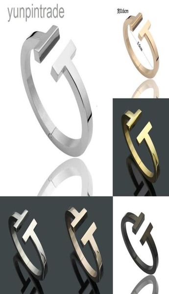 luxury fashion women bangle stainless open cuffs thick wide band double t bangles bracelet mens jewlery silver rose gold black pul9900675
luxury fashion women bangle stainless open cuffs thick wide band double t bangles bracelet mens jewlery silver rose gold black pul9900675