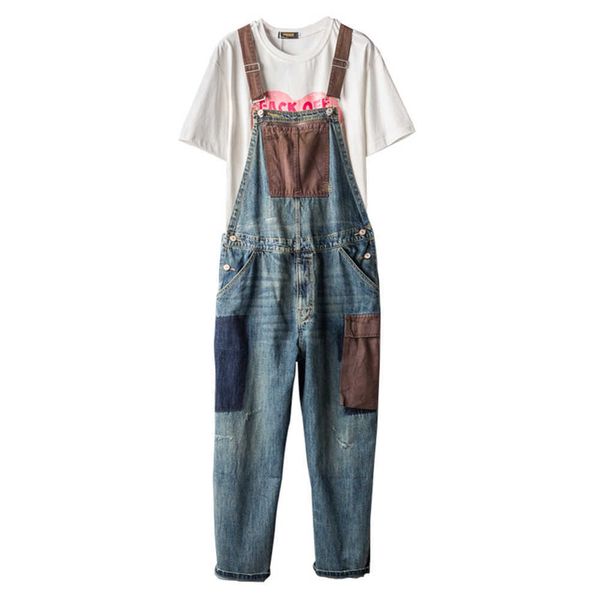men's jeans men's vintage contrast color denim bib overalls casual patchwork patch design jeans big pocket jumpsuits pants t221102, Blue
men's jeans men's vintage contrast color denim bib overalls casual patchwork patch design jeans big pocket jumpsuits pants t221102, Blue