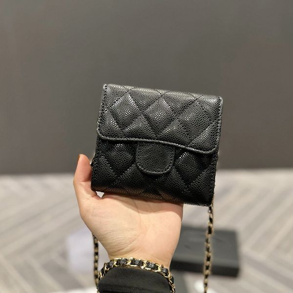 women classic mini trifold wallet bag crad holder caviar leather calfskin/lambskin with gold metal chain crossbody shoulder purse luxury des, Red;black
women classic mini trifold wallet bag crad holder caviar leather calfskin/lambskin with gold metal chain crossbody shoulder purse luxury des, Red;black