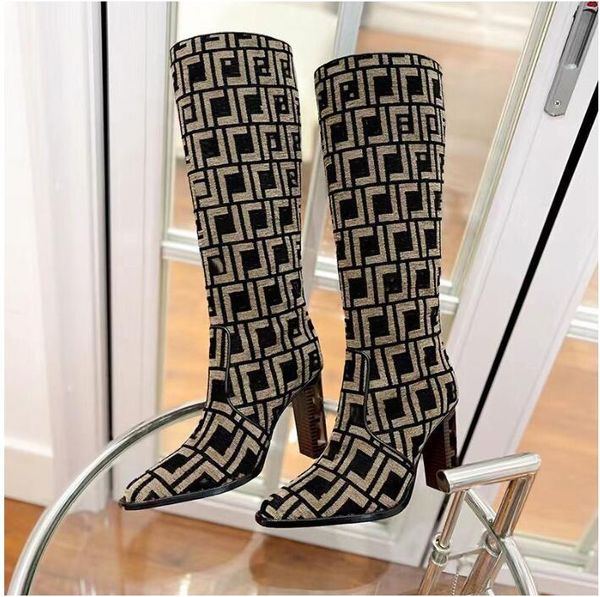 jacquard logo knee-length boots square heels fashion tall boot f'end'ace almond toe genuine leather hight heel booties luxury desi, Black
jacquard logo knee-length boots square heels fashion tall boot f'end'ace almond toe genuine leather hight heel booties luxury desi, Black