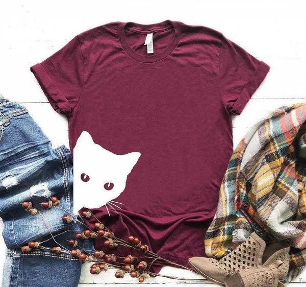 cat looking peeking t shirts women casual hipster funny t-shirt for lady yong girl, White
cat looking peeking t shirts women casual hipster funny t-shirt for lady yong girl, White
