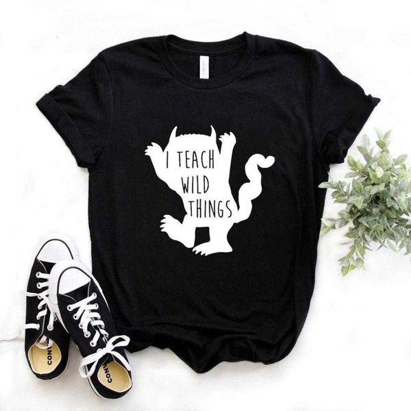 i teach wild things teacher print women tshirts casual funny t shirt for lady, White
i teach wild things teacher print women tshirts casual funny t shirt for lady, White
