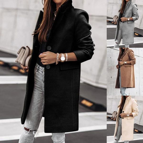 women's wool vintage women winter warm long sleeve button lapel coat mid-length jacket overcoat female streetwear elegant clothing, Black
women's wool vintage women winter warm long sleeve button lapel coat mid-length jacket overcoat female streetwear elegant clothing, Black