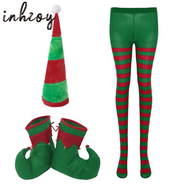 set elf hat shoes covers striped socks felt set adults christmas costume accessories green/red t221103, Red;black
set elf hat shoes covers striped socks felt set adults christmas costume accessories green/red t221103, Red;black