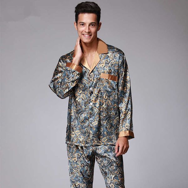 men's sleepwear new luxury pajamas men paisley pattern sleepwear silk long-sleeved satin mens pyjamas men's lounge pajamas set plu, Black;brown
men's sleepwear new luxury pajamas men paisley pattern sleepwear silk long-sleeved satin mens pyjamas men's lounge pajamas set plu, Black;brown