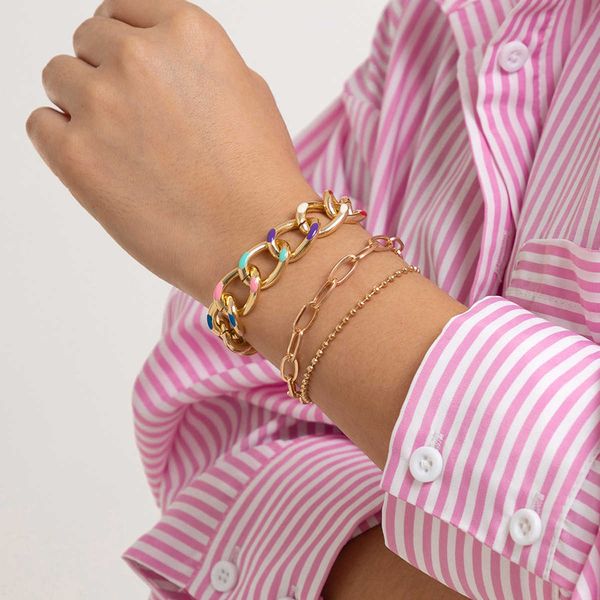 jewelry overlay metal colorful oil dripping coarse chain handwear versatile geometric ball bracelet, Black
jewelry overlay metal colorful oil dripping coarse chain handwear versatile geometric ball bracelet, Black