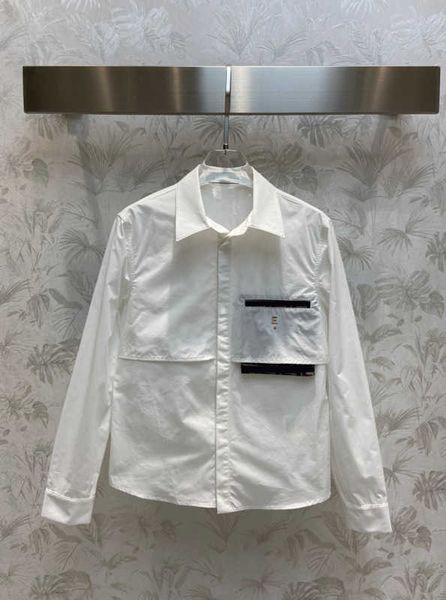 branded womens shirts classic profile lapel blouses single button lettered logo embroidery simple atmosphere commute womens designer clothi, White
branded womens shirts classic profile lapel blouses single button lettered logo embroidery simple atmosphere commute womens designer clothi, White