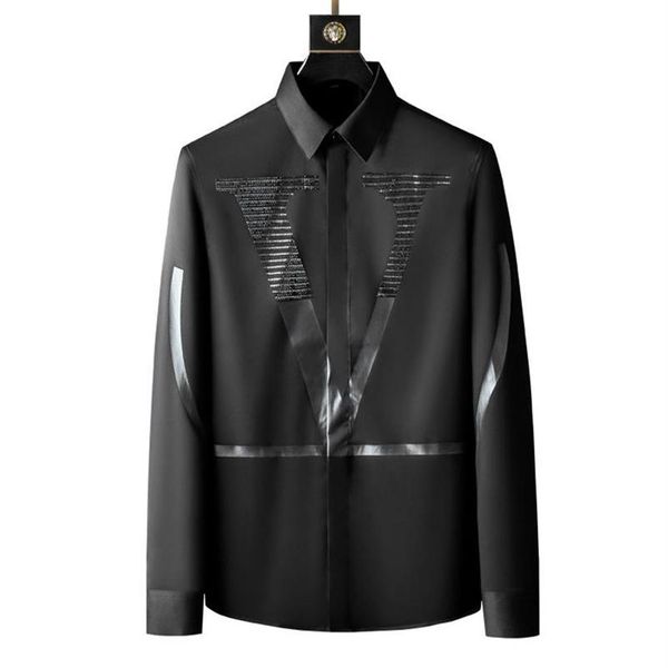 men's casual shirts european high end drilling long-sleeve shirt man's big v designer slim non-iron anti-wrinkle266p, White;black
men's casual shirts european high end drilling long-sleeve shirt man's big v designer slim non-iron anti-wrinkle266p, White;black