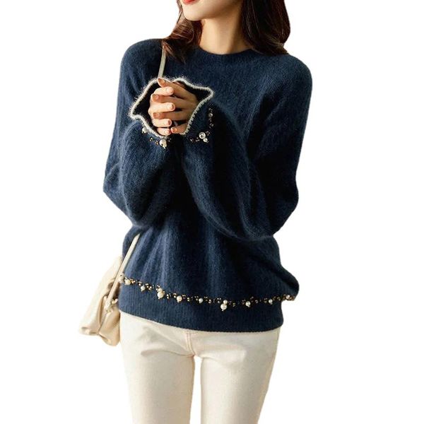 women's sweaters vintage pearl beading balloon sleeve knit sweater women luxury round neck solid pullover female autumn winter korean, White;black
women's sweaters vintage pearl beading balloon sleeve knit sweater women luxury round neck solid pullover female autumn winter korean, White;black