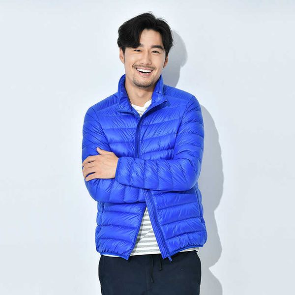 new lightweight down jacket men's stand collar winter coat oversized wear men, Black