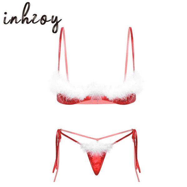 set women xmas erotic underwear white feather underwired open cups bra with tanga g-string shiny christmas costume lingerie set t221103, Red;black
set women xmas erotic underwear white feather underwired open cups bra with tanga g-string shiny christmas costume lingerie set t221103, Red;black