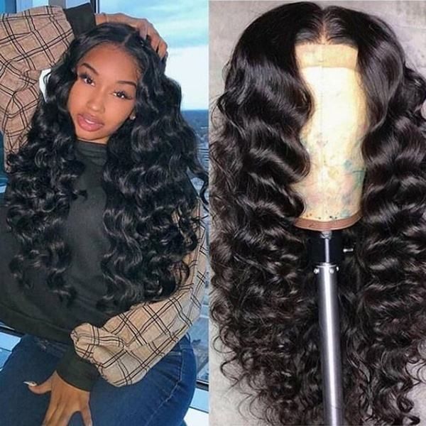 30inch loose deep wave closure wigs transparent lace human hair wigs 150% density, Black
30inch loose deep wave closure wigs transparent lace human hair wigs 150% density, Black