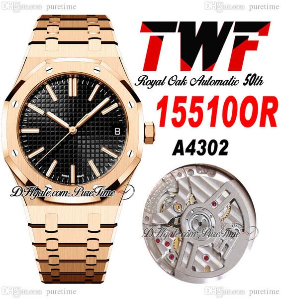 twf 41mm 1551 a4302 automatic mens watch 50th anniversary rose gold black textured dial stick markers stainless steel bracelet watches super, Slivery;brown
twf 41mm 1551 a4302 automatic mens watch 50th anniversary rose gold black textured dial stick markers stainless steel bracelet watches super, Slivery;brown