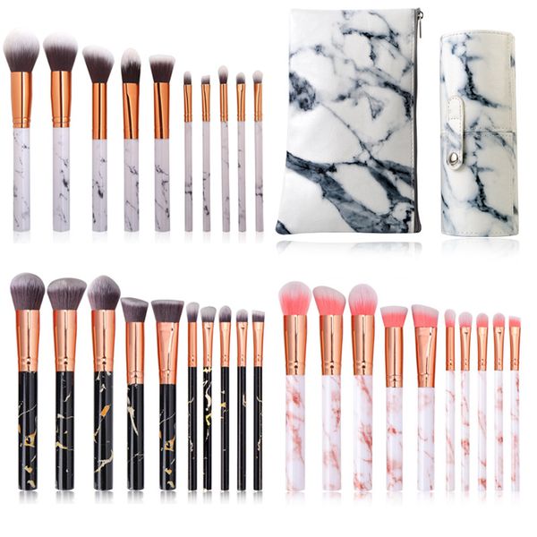 

10pcs marble pattern makeup brushes tool set cosmetic powder eye shadow foundation blush blending beauty make up brush brocha de maquillaje