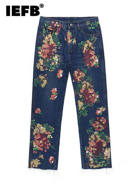 men's jeans iefb high street ink splash flower pattern veinge denim jeans 2022 new casual raw cut long pants niche design trousers 9a11, Blue
men's jeans iefb high street ink splash flower pattern veinge denim jeans 2022 new casual raw cut long pants niche design trousers 9a11, Blue