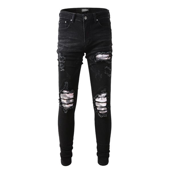 men's jeans high street fashion brand black hole pleated patch jeans elastic slim european and american cycling pants abrade designer l, Blue
men's jeans high street fashion brand black hole pleated patch jeans elastic slim european and american cycling pants abrade designer l, Blue